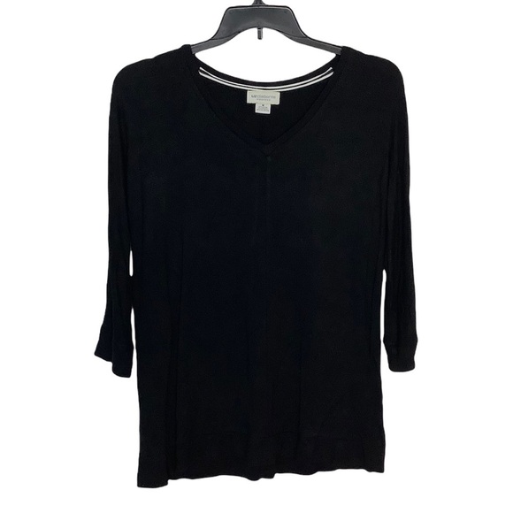 Women's Liz Claiborne Medium 8 - 10 V-Neck Sweater Shirt Black Buttery Soft NWOT - Picture 4 of 7
